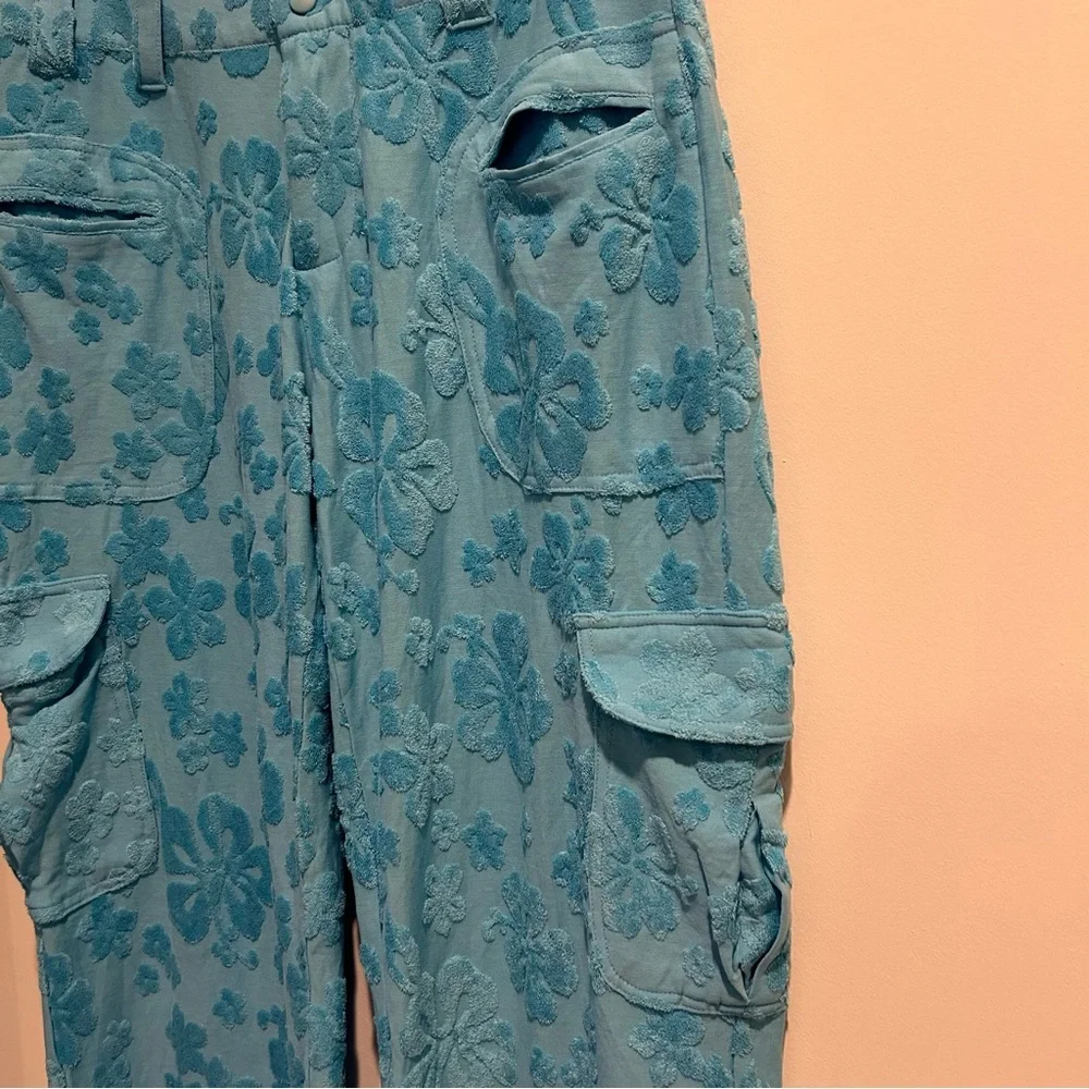 NWT Frankie’s Bikinis Chilli Terry Cargo Pant Blue Isle Size Medium